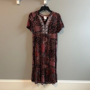 Knox Rose Red and Black Patchwork Midi Dress